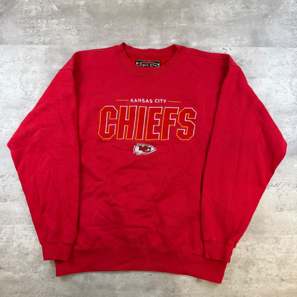 Sport One Kansas City Chiefs Sweatshirt Red Embroidered Crewneck Mens Large